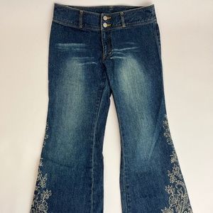Vintage MK Klein Floral Embroidered Flare Jeans